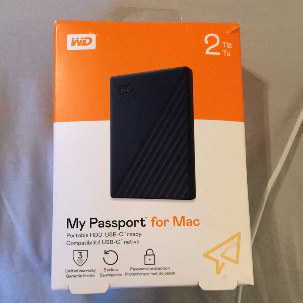 WD My Passport for Mac 2 TB portable HDD USB-C ready